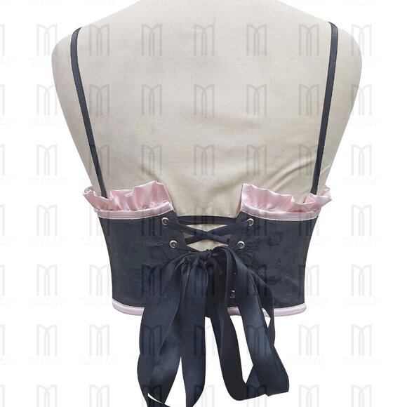 Underwire Brocade Bustier with Satin Frills & Adjustable Straps - Picture 3 of 3